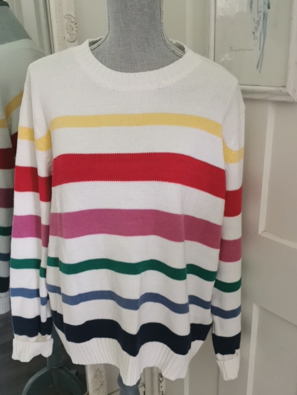 Charlie B Multi-Color Striped Knit Pullover Preppy Sailorcore. Size XL